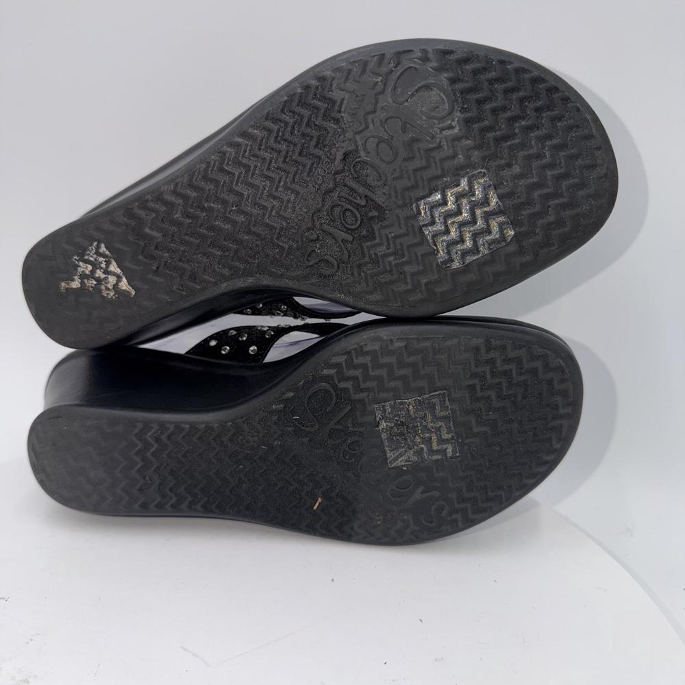 Skechers Vintage Y2K Cali Womens Black Kitty Wedge Thong Gem Sandals Size 8 - Picture 7 of 8